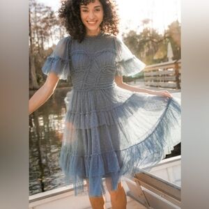 Ivy City Co Short Whimsical Dress Blue Size M